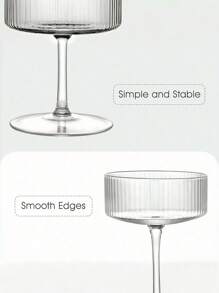 Madebyblanc 1 Stück/2 Stücke/4 Stücke handgefertigte mundgeblasene strukturierte Glaswaren - 10oz gerippte Martini Cocktailgläser & Dessertschalen, Mehrzweck Eisbecher für Zuhause Bar, Party, Hochzeit & Gastronomie Bedarf