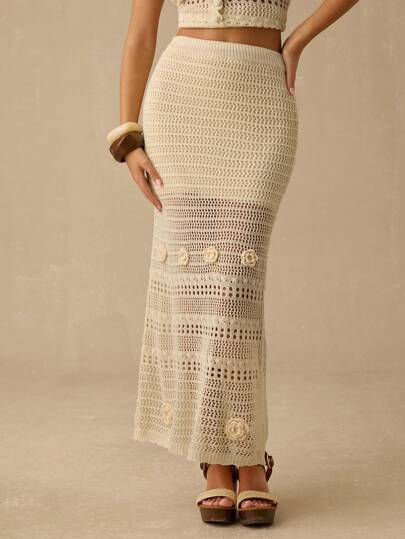 Enchnt 女式花卉图案镂空鱼尾裙