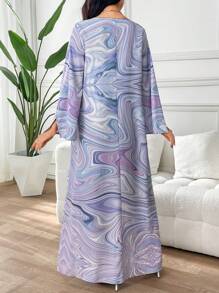 Yasmyna Vestido modesto con diseño de piedras de estrás con patrón de mármol y estilo árabe para mujer