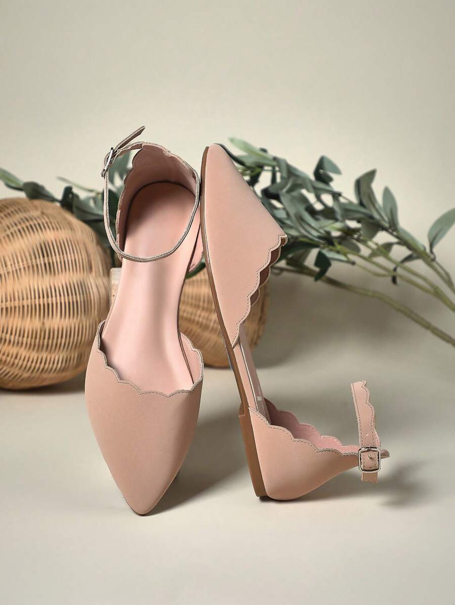 SHUZIA Closed Toe Ankle Strap Flats Summer Shoes Spring Shoes Spring Break Easter Mother's Day Present - Khaki - View 1