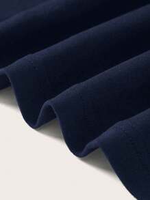 SHEIN Essnce 女式休闲海军蓝马里布海滩印花单肩宽松长袖 T 恤