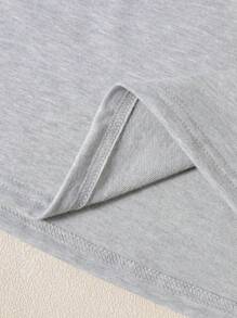 INAWLY Áo thun thể thao thời trang thường ngày in chữ cho nữ - Xám - Xem 3