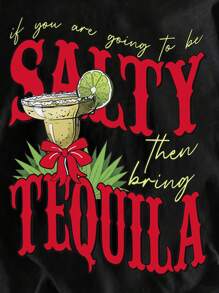 Women's Casual Slogan Print Short Sleeve T-Shirt, Summer - Black - View 5