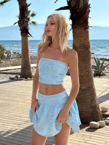 SHEIN EZwear Women Two Pieces Outfits For Daily Wear - Blue - View 5