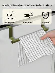 SHEIN Basic living 1入綠色單桿掛毛巾架櫥櫃門掛式無痕浴巾桿 - 綠色 - 查看 5