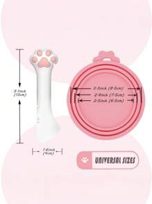 3 różowe pokrywki na karmę dla zwierząt i 1 łyżka do konserwowania, otwieracz do puszek w kształcie łapy, uniwersalna silikonowa łyżka do konserwowania i pokrywka do konserwowania psów i kotów