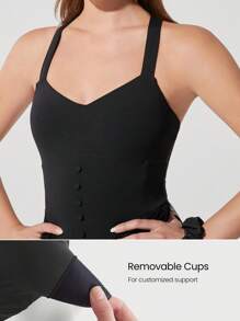 GLOWMODE FeatherFit™-Air Power Play Quần short Peekaboo nhẹ Túi bên hông Cúp có thể tháo rời Cổ rộng Áo corset lưới Racerback Đầm năng động Trang phục thường ngày - màu đen - Xem 6