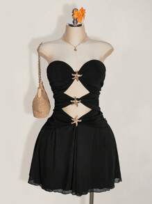 SHEIN ICON Plus Size Starfish Cutout Fitted Waist A-Line Dress