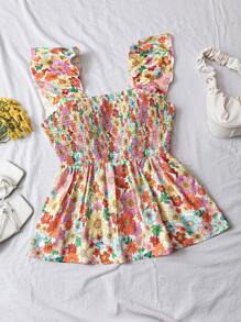 SHEIN VCAY Top tipo camiseta corta con estampado floral para mujer tallas grandes