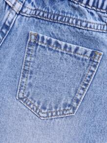 SHEIN Tween Boy 复古基本款休闲宽松直筒牛仔裤 - 淺色水洗藍 - 查看 5