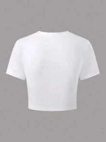WESTFADE Young T-shirt casual polyvalent à manches courtes avec imprimé floral pour préadolescentes