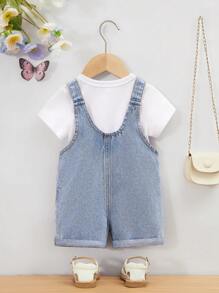 Genkimix Kids 女婴服装 女婴服装 新生儿女婴服装 女婴日常休闲可爱印花水洗舒适宽松牛仔背带短裤 2025夏季时尚单品 女婴牛仔背带裤 女婴牛仔背带裤 女婴牛仔背带裤 女婴背带短裤 女婴牛仔套装 女婴夏季服装 舒适小熊 - 中等水洗藍 - 查看 2
