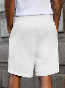 PAVTROS Men's Line Design Drawstring Shorts, Fashionable For Summer - White - View 3