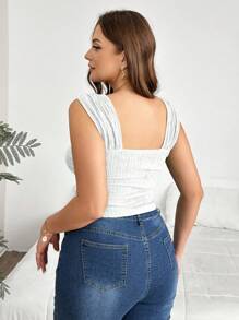 SHEIN Privé Women Plus Size Solid Color Minimalist Versatile Tank Top, Elegant For Spring/Summer Outings And Dates, Textured Camisole,Business Casual Woman