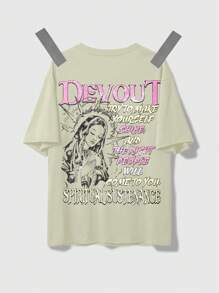 ROMWE MEN Street Life 2025 Summer New Religious Virgin Mary Portrait Fashion T-Shirt
