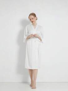 1 件女士春夏婚礼伴娘睡衣白色睡衣新娘礼服闺蜜派对刺绣浴袍新娘浴袍婚礼派对用品户外婚礼节日派对用品春季 - 白色 - 查看 4