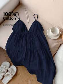 Comfortcana Vestido informal mini azul marino para mujer, de verano