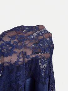 EMERY ROSE Váy maxi chữ A họa tiết ren satin dành cho nữ, váy suông, trang phục đi nghỉ dành cho nữ, váy sinh nhật dành cho nữ, váy dự tiệc cưới dành cho nữ - Màu xanh hải quân - Xem 9