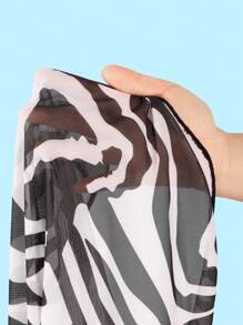 Swim SXY 3 件套女士性感沙滩装海星装饰三角形斑马动物印花系带比基尼套装性感简约比基尼度假泳衣。 - 黑與白 - 查看 8