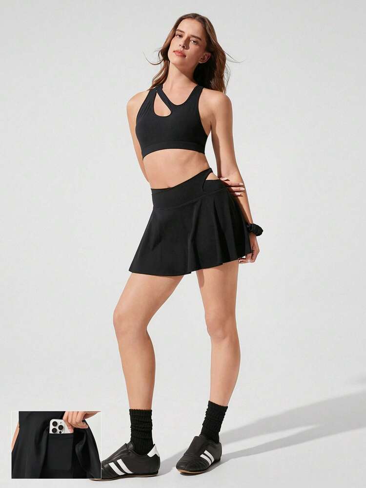 Quick-Dry Made To Move Lightweight Quick Dry Crossover Waist Asymmetrical Pleated Skirt Low- Mpact Tennis Pickleball Studio Daily Casual Wear