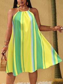 Maweii Plus Size Women's Sexy Tropical Floral Print Spaghetti Strap High-Low Dress, Vacation/Holiday/Resort