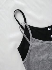 2pcs/Set Women Ribbed Strap Jumpsuit Pajamas