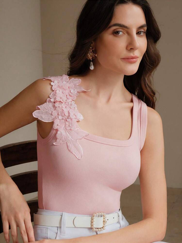 Anewsta Essential Fashionable Slim Fit Seamless Embroidery Tank Top