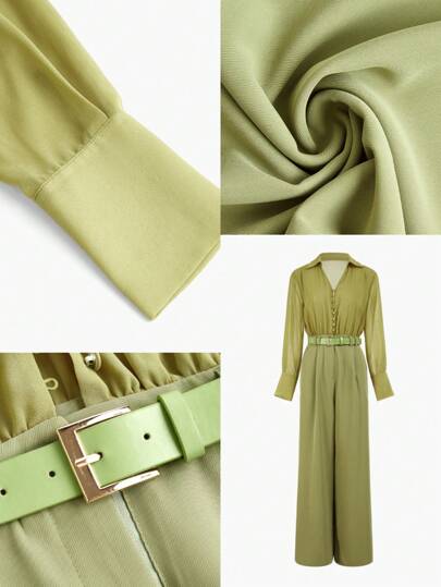 Zanirela Zanirela Bộ đồ liền thân ống rộng cổ chữ V thanh lịch cao cấp dành cho nữ