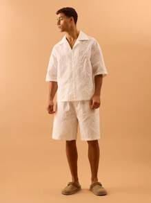 Musero Blusa con botones de manga corta y transparente con estampado, para verano, primavera, vacaciones, playa y piscina