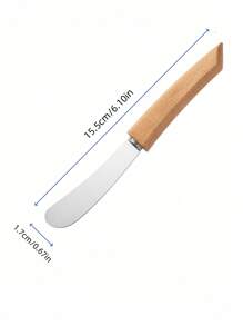 Cirelle 2 件简约不锈钢黄油刀，西式餐具，面包和果酱刀，木制长柄黄油铲，裱花刀，黄油刮刀，厨房用具，家用器皿，感恩节，圣诞节派对，派对使用，家庭用餐，烘焙使用，高端餐厅用品 - 彩色 - 查看 3