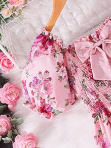 Sparklyn Floral All Over Print Sleeveless Dress For Teenage Girls - Pink - View 4