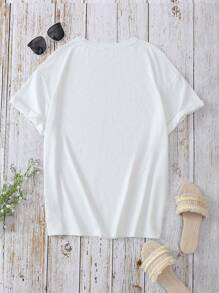 Slaydiva 2025 Spring/Summer Casual Minimalist Vacation Themed Oversize T-Shirt, Fruit Print Round Neck Loose Tee For Women, Suitable For Summer