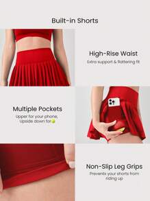 GLOWMODE Falda de tenis con control de barriga plisada y pantalones cortos incorporados con bolsillos laterales, para tenis, golf y uso diario en primavera y verano