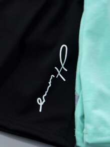 Genkimix Kids 6件套幼儿男童休闲运动学院风别致可爱三色字母印花短袖T恤+短裤套装，适合日常穿着、上学、外出、体育活动、春夏季节。这款百搭的服装组合为小男孩提供了多种造型选择，设计简约而时尚，舒适又时尚。 - 彩色 - 查看 6