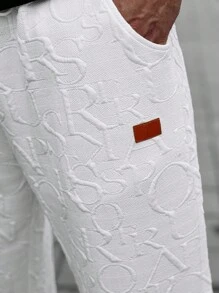 Manfinity Homme Plus Size Men's Casual Loose Sweatpants With Patch Pockets And Drawstring Waist - White - View 6