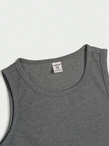 SHEIN Paquete múltiple de parte superior de unicolor para niño preadolescente, informal y universitario, cómodo, versátil, de tela suave apto para uso diario, escuela, viajes, deportes al aire libre, primavera/verano - Multicolor - Ver 5