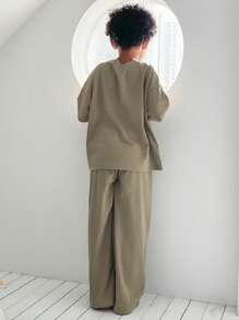 DAZY Tween Boys Raglan T-Shirt & Pants Pajama Set - Army Green - View 6