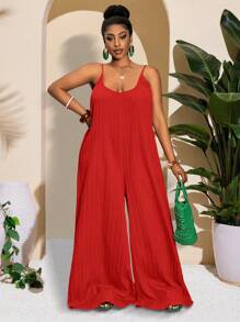 Slaydiva 新潮锐舞、复活节、老钱风、乡村音乐会、外出、仙女风、音乐节、热带度假女装；夏季、春季、欧洲夏季服装；大码西部牛仔装；音乐会、毕业典礼服装；百搭、简约、休闲、性感基础款；大码扎染无袖连体裤/连身裙 - 紅色 - 查看 8