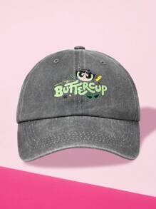 THE POWERPUFF GIRLS X SHEIN Buttercup Muster modische gewascheneBaschecap