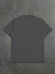 Manfinity Dauomo Camisa polo de cuello redondo versátil y de moda para hombres, nuevo estilo de verano - Gris Oscuro - Ver 2