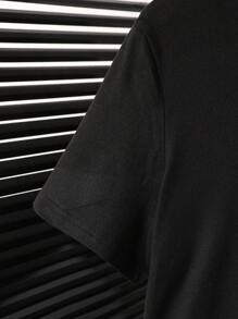 SHEIN 1 套青少年男童撞色圆领短袖上衣和短裤两件套休闲运动装，夏季 - 灰色 - 查看 6