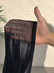 CovetEZ Women's Plus Size Mesh Perspective Long Sleeve Top