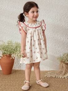 Blossori Baby Mädchen Landhausstil Urlaubs Rüschenkleid