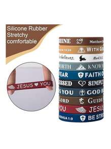 Pulsera con versículo bíblico - Pulsera de silicona a granel con Jesús - Pulsera cristiana linda con correa colorida - Cómoda y ligera - Regalo religioso perfecto para hombres y mujeres