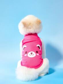 PETSIN Set de 2 piezas Chaleco sin mangas con estampado de oso de dibujos animados transpirable y refrescante para mascotas, gatos y perros - Multicolor - Ver 2