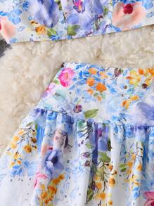 DreamSkyne Plus Size Floral Print Camisole Top + Mini Skirt 2Pcs Set