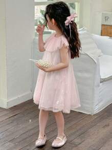 DAZY Rochie cu suprapunere de plasă pentru fete, haine de vară pentru fete tinere