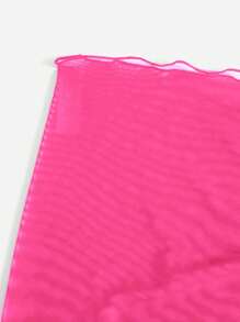 Swim Vcay Sheer Mesh Beach Cover Up Top For Summer Beach Vacation - Hot Pink - View 4