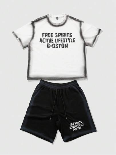 Street Life قميص رجالي وشورت، تصميم جديد للصيف قصير بقماش ملمس الريش مع بقع طباعة الزيبرا. الطباعة بتأثير الزيبرا والنص الانجليزي ذو تصميم فريد يضيف عمق وجاذبية بصرية للطابع الرياضي والكاجوال المناسب للملابس الرياضية