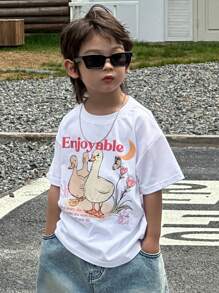 DAZY Baby Jungen Rundhals Kurzarm Druckshirt aus Strick, Sommer - Weiss - Übersicht 6